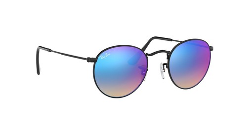 RAY BAN | NEW | ROUND LARGE | 3447 002 - 4O | BLACK | GRADIENT BLUE MIRROR - Picture 4 of 4
