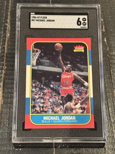 1986-87 Fleer Michael Jordan SGC 6 EX NM Bulls RC Beautiful Rookie Card #57