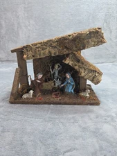 Vintage Christmas Nativity Set Manger All 1 Pc   10"L 8.5" H (1 Flaw Read)