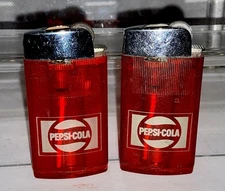Vintage 1950’s-60s Scripto Vu Lighter Chrome & Red Cigarette Lighter Pepsi-Cola