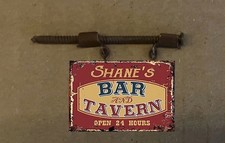 WEATHERED METAL HO SCALE HANGING BUILDING SIGN SHANES BAR TAVERN HOH45