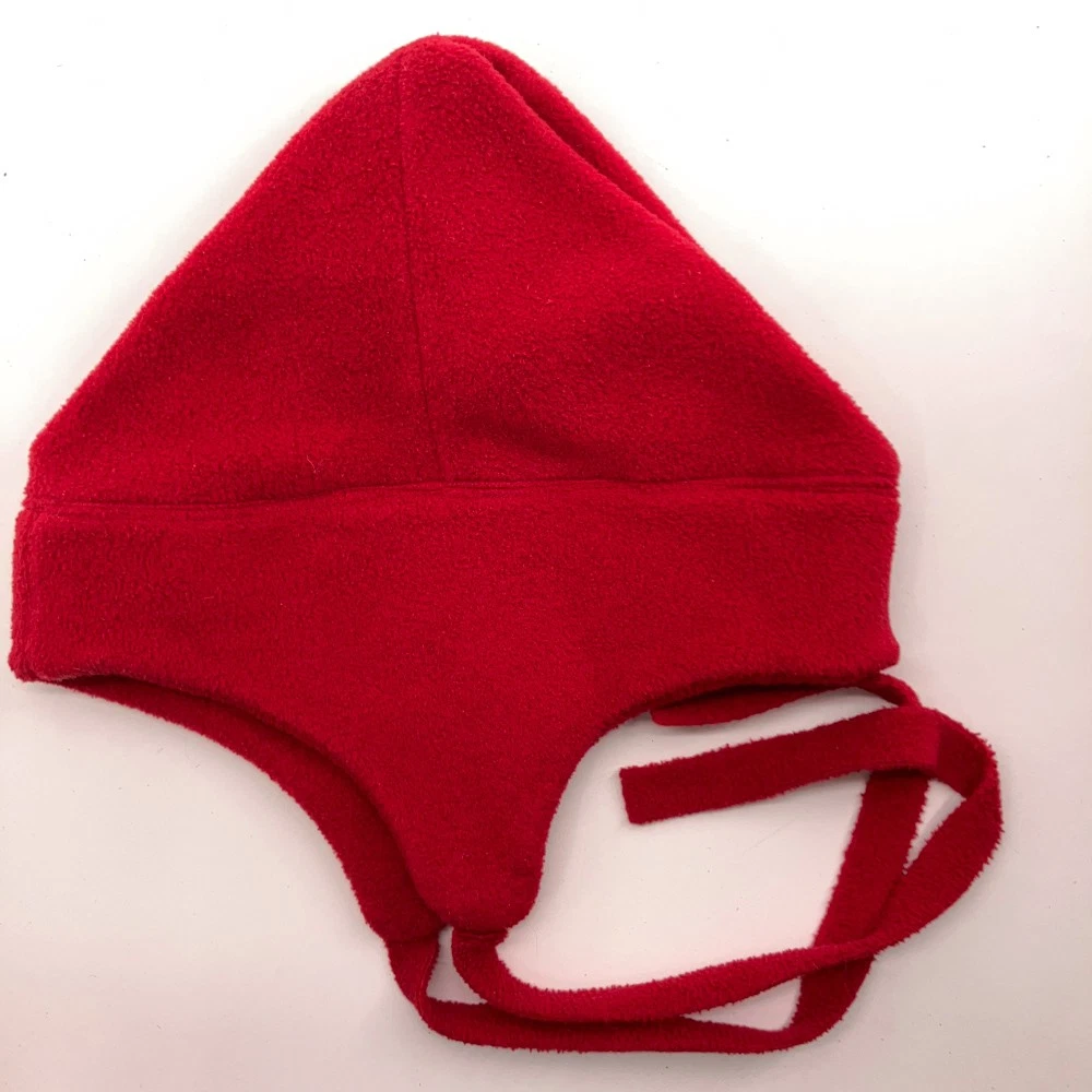 Older Lands' End Red Fleece Pulled Together Top Winter Hat