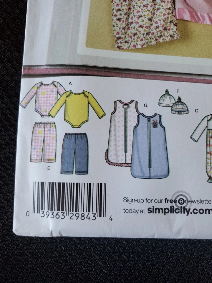 Simplicity Sewing Pattern Simply Baby XXS - M Infant Onsie Hat Top Pants Bunting - Image 3 of 4