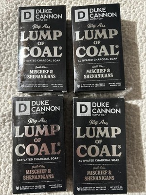 4 Duke Cannon Supply Co. Big Ass Lump of Coal Activated Charcoal Soap 10 oz ea