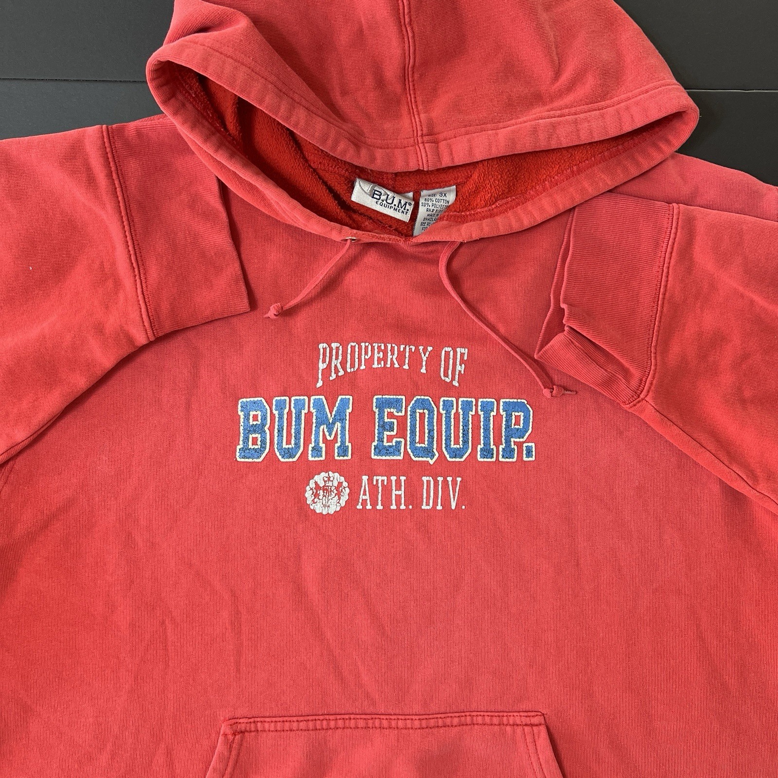 Pullover Hoodie Size 3x Red 90s Grunge Athletic