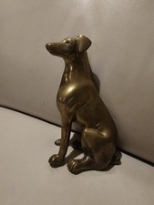 7” 1970s Vintage Brass Dog Brass Greyhound Figurine Handcrafted Northcraff Rare 