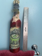 Halloween Glass Witch Potion Bottle Hand Crafted Apothecary Rustic One of a Kind