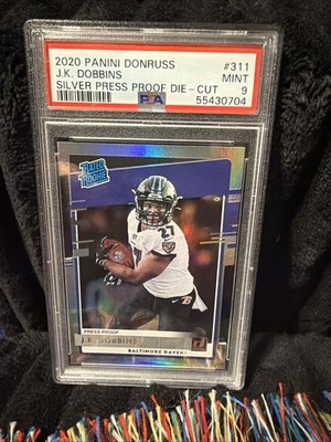 2020 Panini Donruss - Rc J.K. Dobbins #311 Press Proof Silver Die-Cut /75 Psa 10