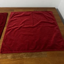pottery barn Red velour 24x24” pillow shams Cotton Blend Zipper Holiday Set Of 2