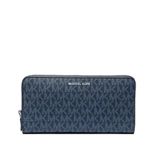 New Michael Kors Cooper Logo Zip-Around Wallet Admiral / Pale Blue