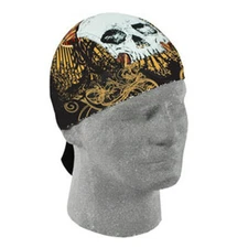 Lethal Threat Guitar Fret Head Skull Doo Rag Sweatband Tattoo Biker Durag Black
