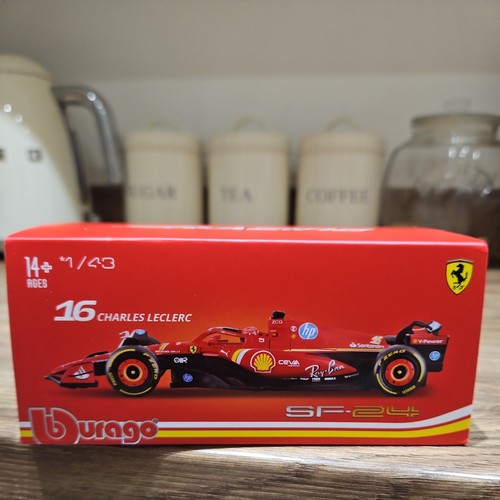 Burago 1:43 2024 Ferrari Formula 1 F1 SF24 #16 Charles Leclerc with Helmet - Picture 2 of 5