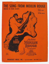 1953 THE SONG FROM MOULIN ROUGE Where is Your Heart Sheet Music Georges Auric
