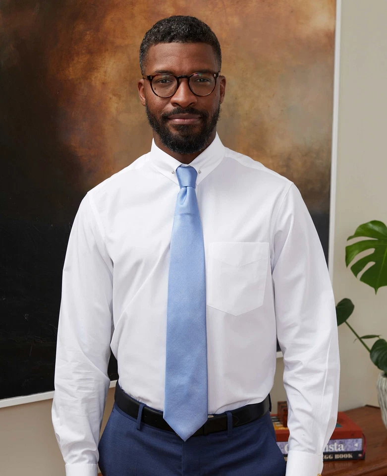 Savile Row Company Men's Classic Fit White Pin Collar Double Cuff Formal Shirts - Image 3 of 4