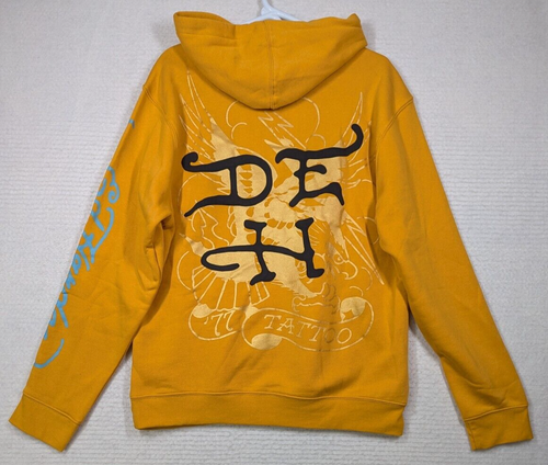 Ed Hardy Crouching Panther Hoodie Size Large Gold Yellow Nwt New - Picture 3 of 14