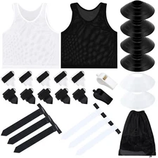12 Player Football Flags and Belts Set Flag Football Set with Mesh Jersey Tea...