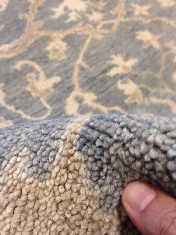 Oriental area rug L.blue oushak ushak hand made knotted elegant  5'x 7' New - Image 4 of 4