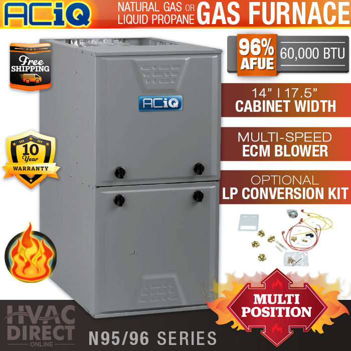 ACiQ 60,000 BTU 96% AFUE Stage Natural Gas or Propane LP Furnace