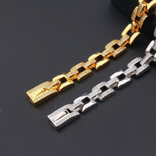 Ladies Diamonds Inlay Bracelet Hip Fashion Zircon Cuba Chain Charm Wrist Bangle