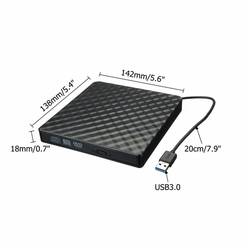 USB 3.0 Slim External DVD RW CD Writer Drive Burner Reader Player For Laptop PC - Picture 8 of 8