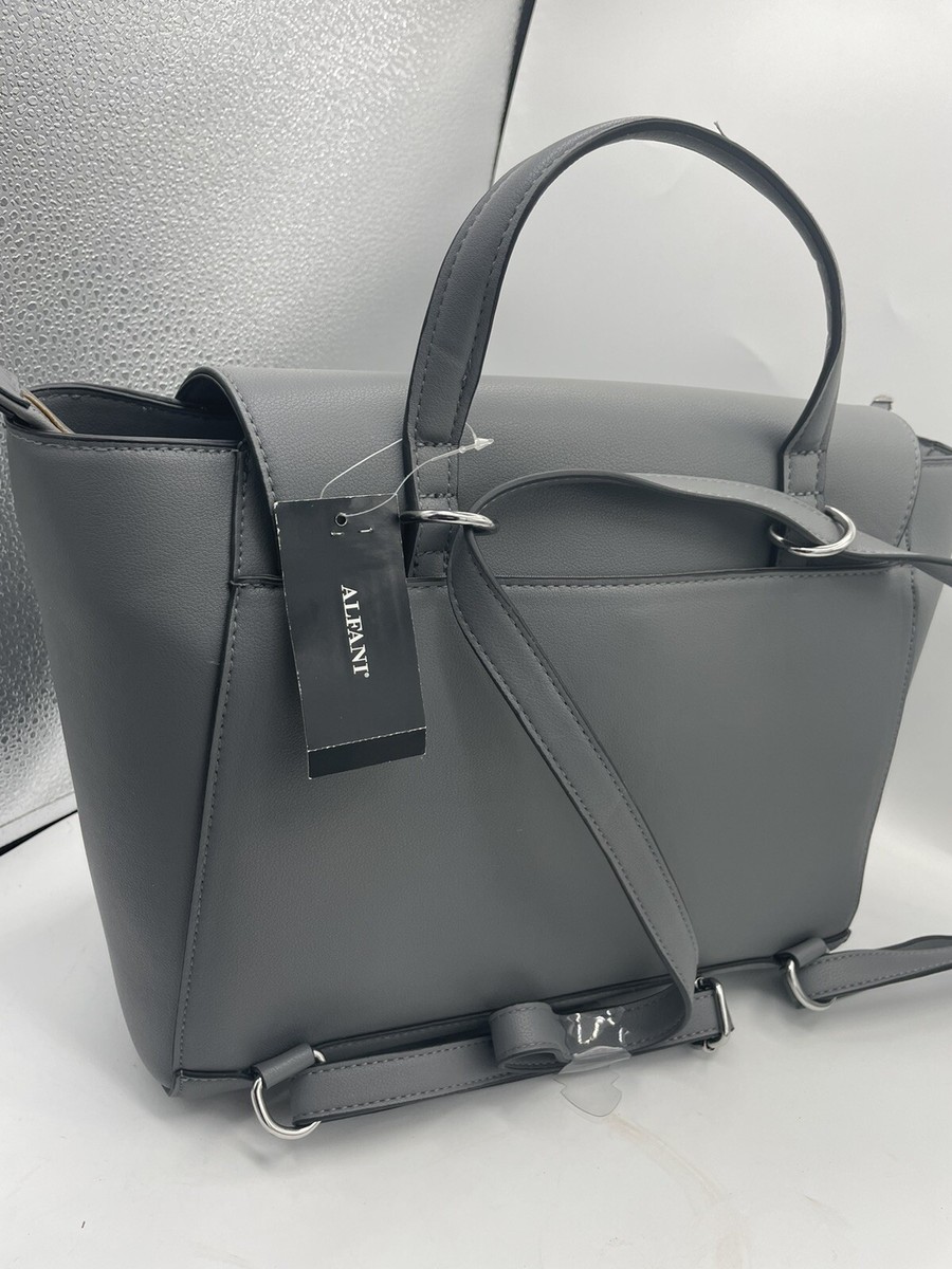 Alfani Large Backpack convertible Shoulder-Bag Gray vegan 