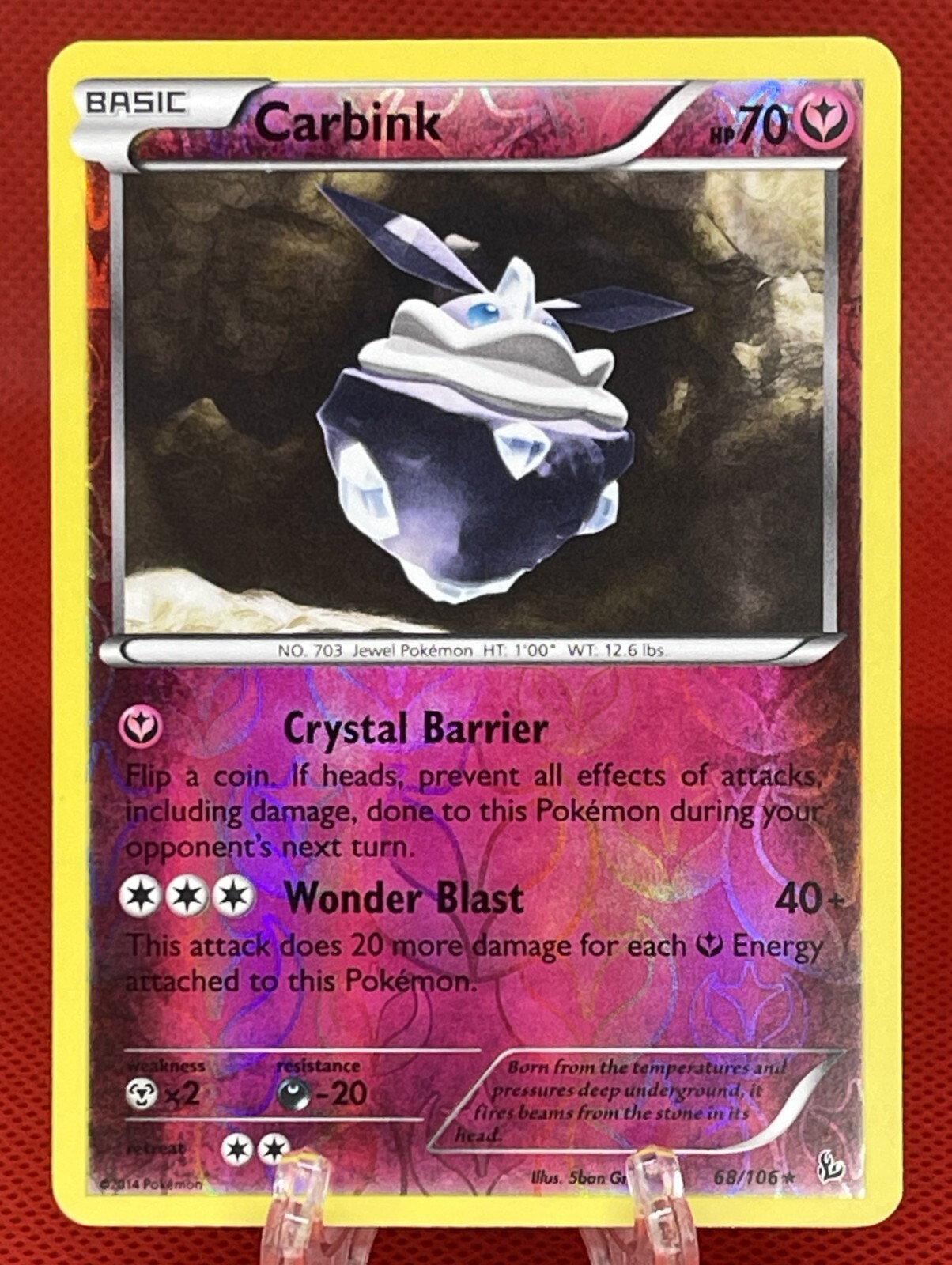 Pokémon TCG Carbink 68/106 Reverse Holo Rare X&Y Flashfire XY English 2014 LP