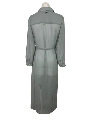 Abito donna Ibiza morbido Dintorni XS grigio ricamato maxi boho trasparente - Foto 3 di 4