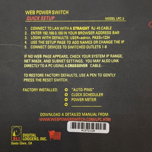 Web Power Switch Digital Loggers 10 Outlet 8 Switched 2 Unswitched Brand New - Picture 14 of 15