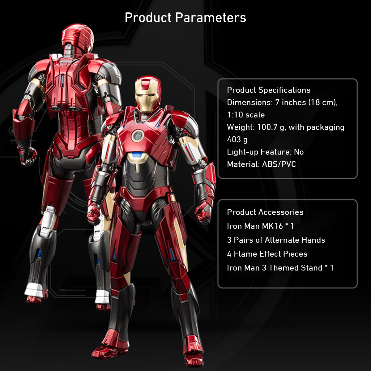 HiPlay ZD Toys 1/10 Non-Luminous Version Iron Men MK16 Action