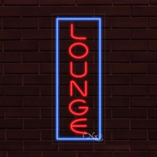 NEW "LOUNGE" w/BORDER VERTICAL 30x12 INCH LED FLEX WINDOW/WALL INDOOR SIGN 31587