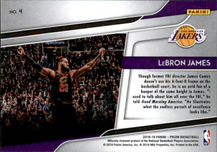 LeBron James 2018-19 Panini Prizm Get Hyped Card #4 | eBay