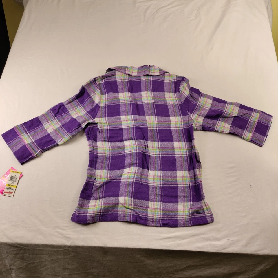 jenni by jennifer moore Pajama Top Grape Plaid 100% Cotton Sz M NWT - Image 2 of 4
