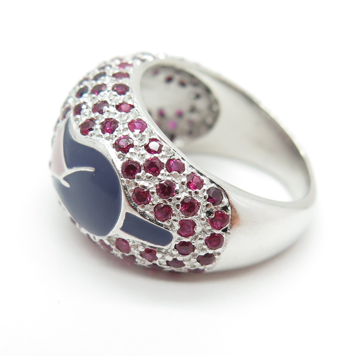 500 Silver Enamel & Lab-Created Ruby Tulip Flower… - image 4
