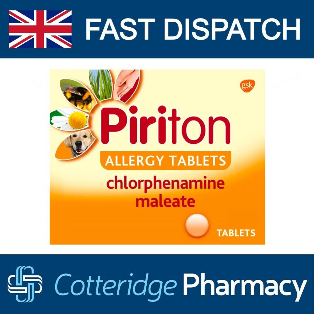 Piriton Allergy Tablets 4mg x30 Chlorphenamine Hayfever Hives Relief