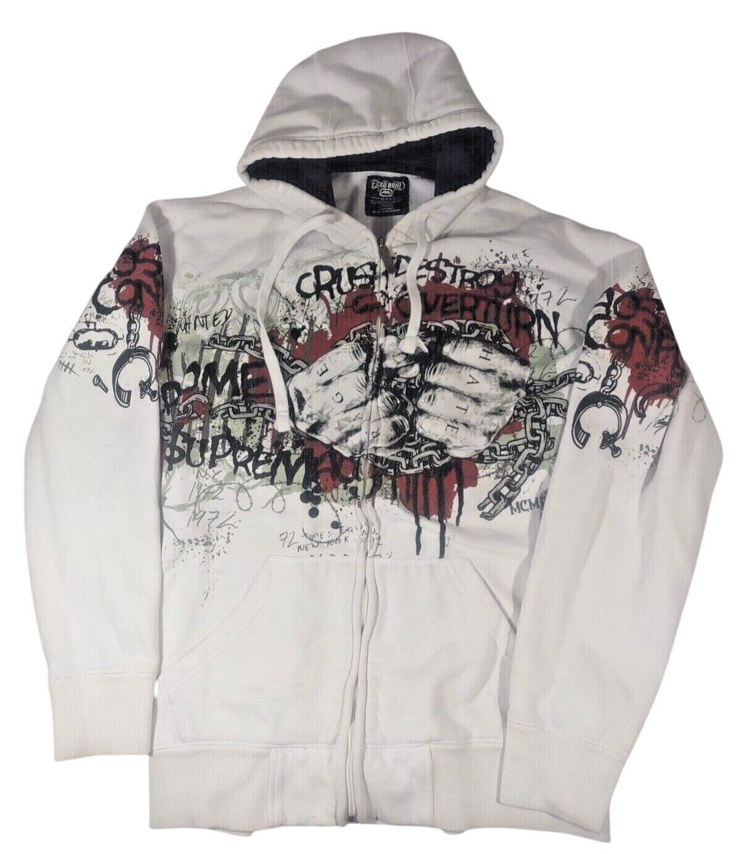 Vintage Y2K Mens Ecko Unltd. Zombie Shackled Hate Zip Hoodie Vintage Y2K Mens Ecko Unltd. Zombie Shackled Hate Zip Hoodie