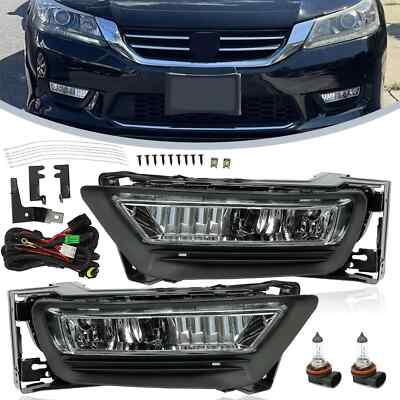 Front Bumper Fog Lights Lamps Assembly For  Honda Accord Sedan 4Dr 2013-2015 L+R