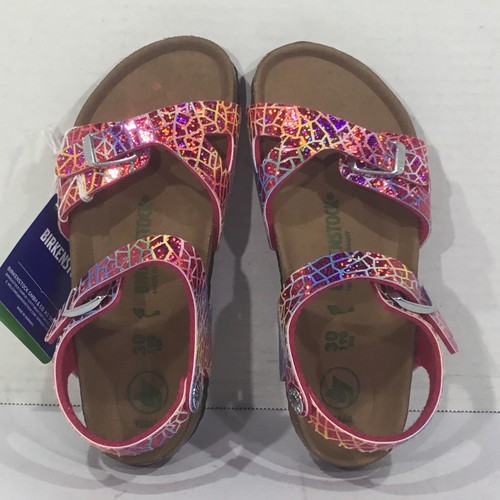 Birkenstock Youth Size 12 EU 30 Narrow Rio Flashy Hologram Pink Sandals Y23-1067 - Picture 7 of 10