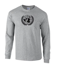 UN United Nations Peace Keeper Sport Gray T-shirt Long Sleeve Shirt Black Logo