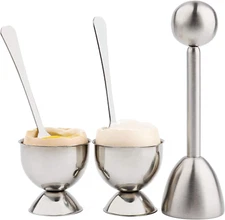 Soft Hard Boiled Egg Cutter Topper Set Egg Cracker with Include 2 Cup 2 Spoon 1 