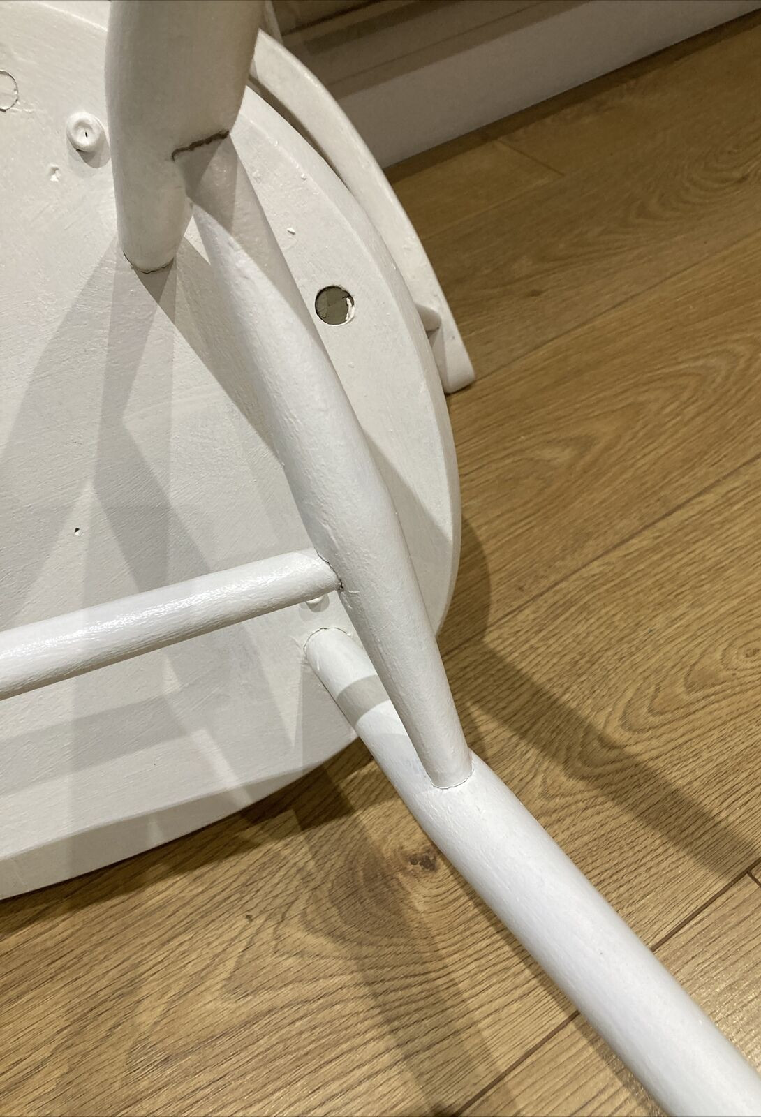 VINTAGE MID-CENTURY/1960s ERCOL WHITE COW HORN CHAIR WITH GINGHAM TIE-ON CUSHION 9