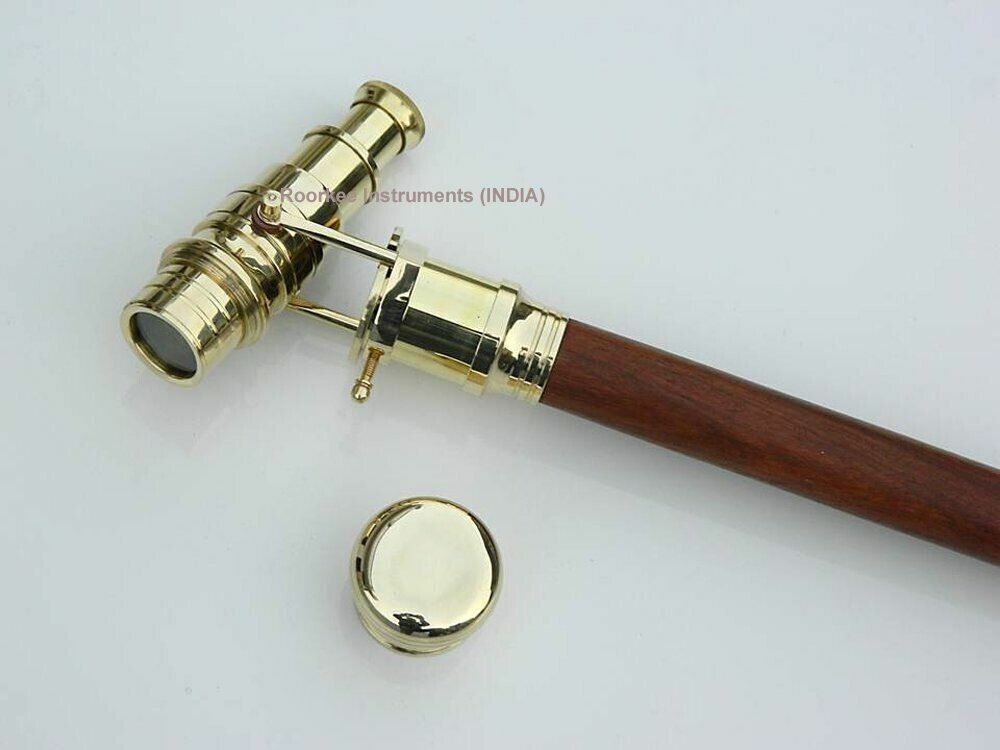 Collectible Antique Solid Brass Telescope Spy Woo… - image 2