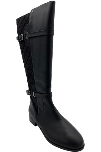 New Isaac Mizrahi Live! Quilted Leather Riding Boots Knee High Black Size 6.5 - Picture 4 of 8