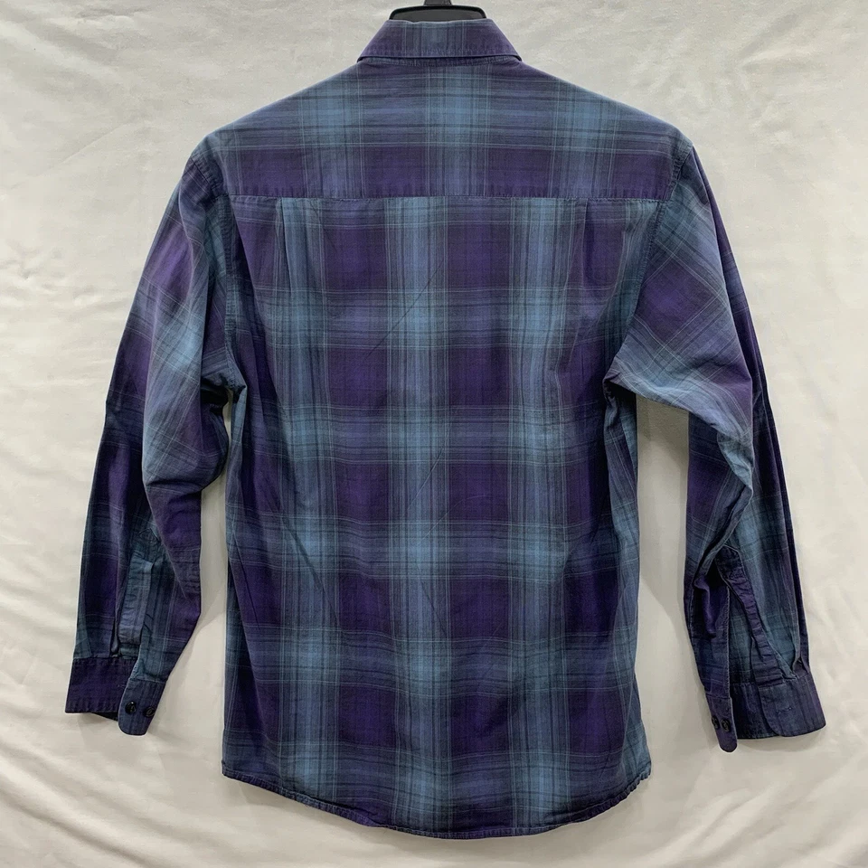 Casa Moda Button Shirt Men’s Flannel Plaid Blue Green Long Sleeve Casual Size S - Image 4 of 4