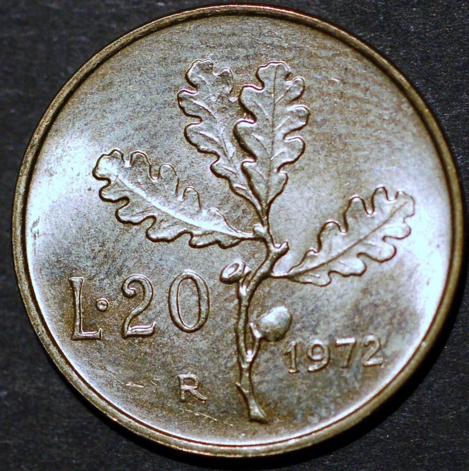 Italy 20 Lire 1972 KM# 97 - Image 2 of 2