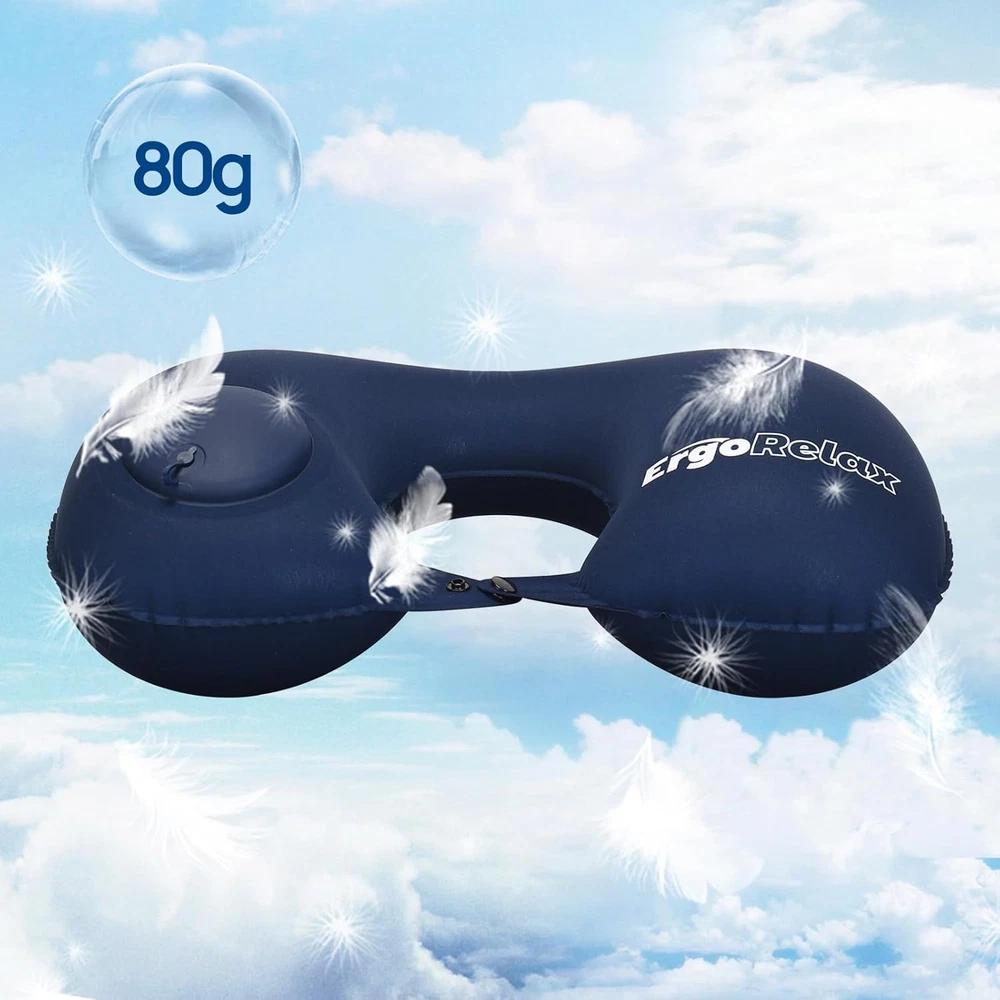 Inflatable U-Shaped Neck Pillow for Travel Planes Cars Portable Blow Up Support