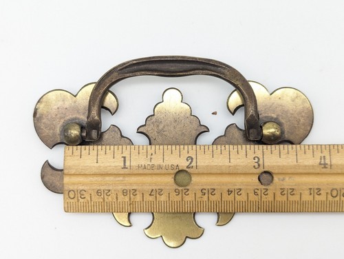 Vtg. Brass Plated Drawer Pulls - Batwing Style - Drop Bail Handle - Lot of 6 - Picture 7 of 8
