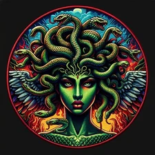 Medusa Patch Iron-on Applique Greek Mythology Badge, Legend, Snake Hair, Serpent