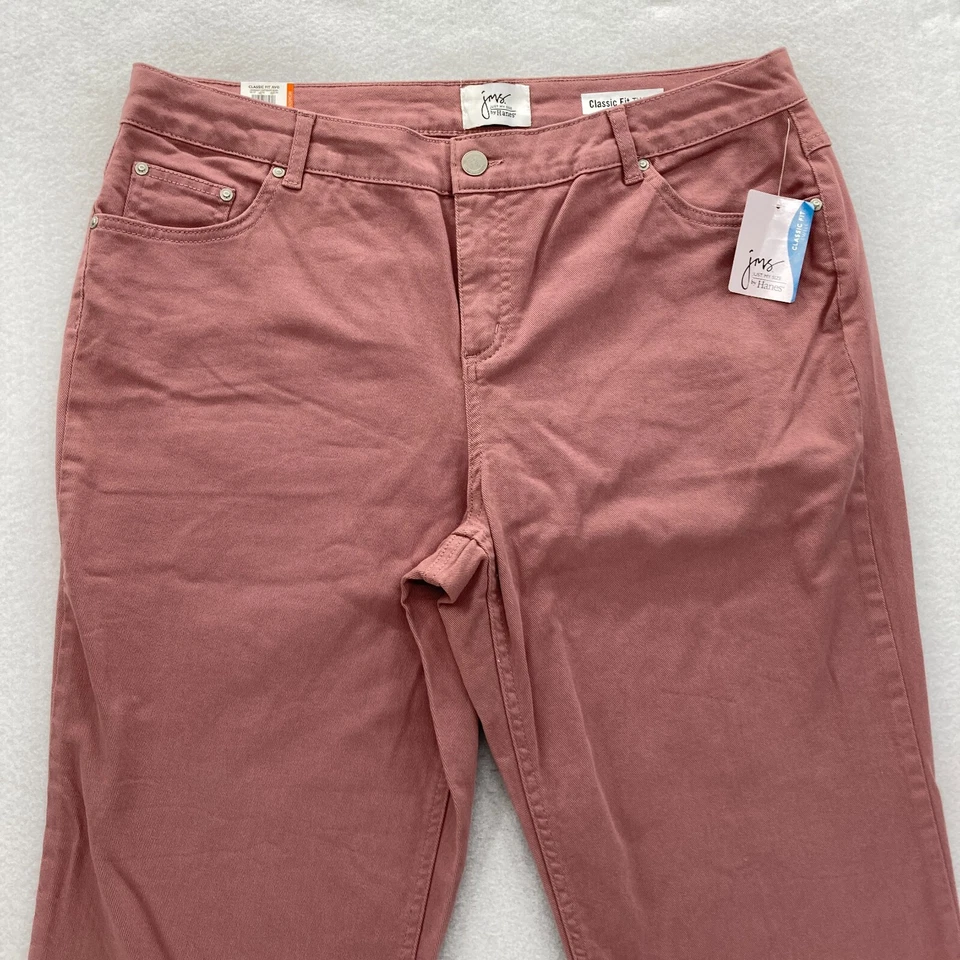 JMS Just My Size Classic Twill Pants Women's Plus 18W Pink Straight Leg Casual - Image 2 of 4