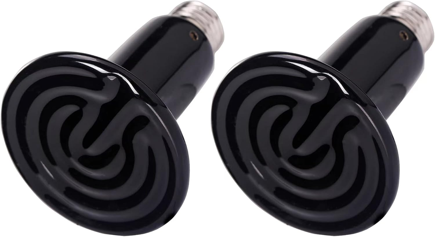 100W 2PCS Reptile Heat Lamp Black Ceramic Heat Emitter,Infrared Heater Bulb for