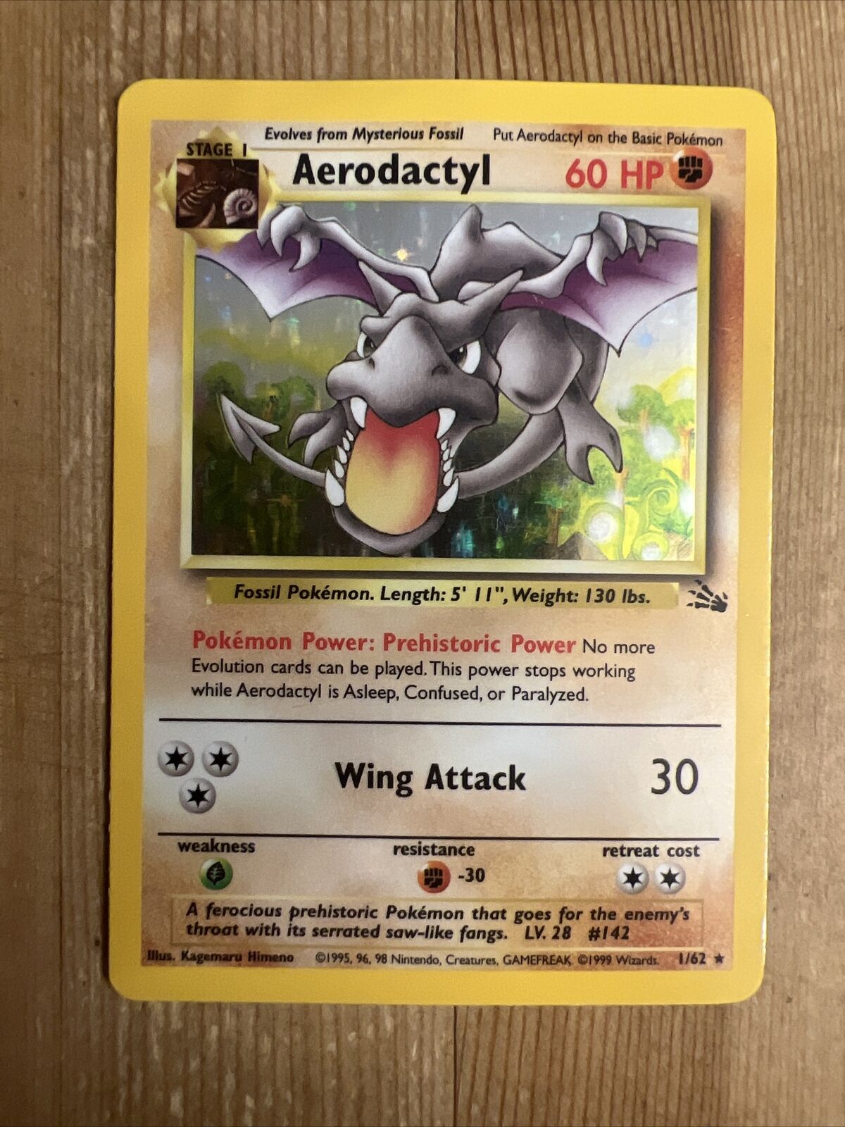 Aerodactyl Holofoil 1/62 Base Fossil Rare Pokemon Card REAL -  Hong Kong